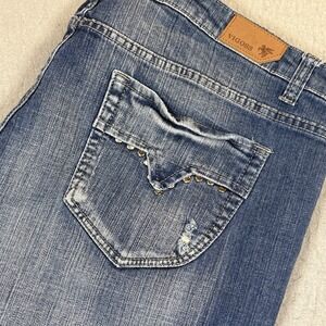 VIGOSS Jean Women Blue Distressed Capri Size 24 Stretch‎ Denim 5 Pockets